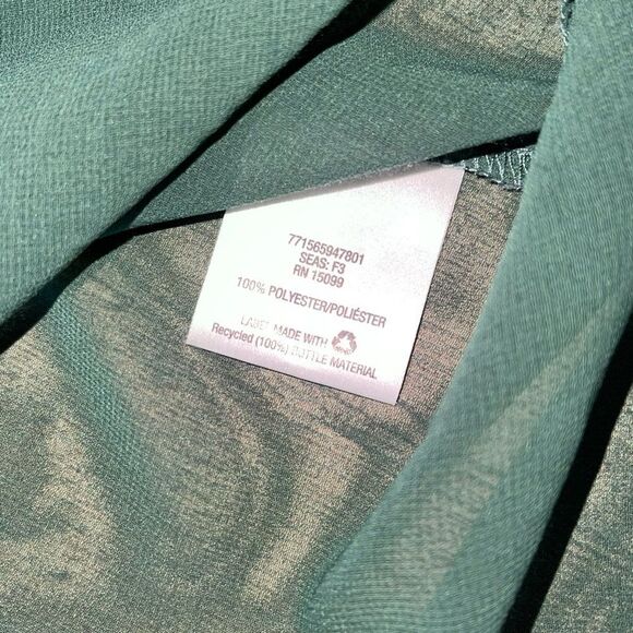 METAPHOR hunter Green Sheer Tab Sleeve Button Front Blouse - Picture 13 of 13